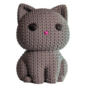 3D-gedruckte Deko-Katze in Strickoptik