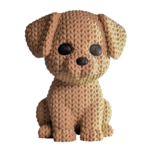 3D-gedruckter Deko-Hund in Strickoptik