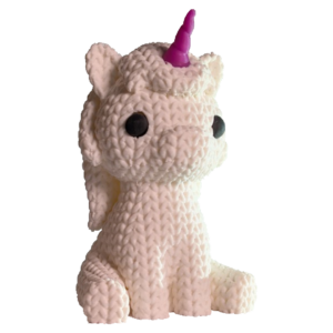 3D-gedrucktes Deko-Einhorn in Strickoptik